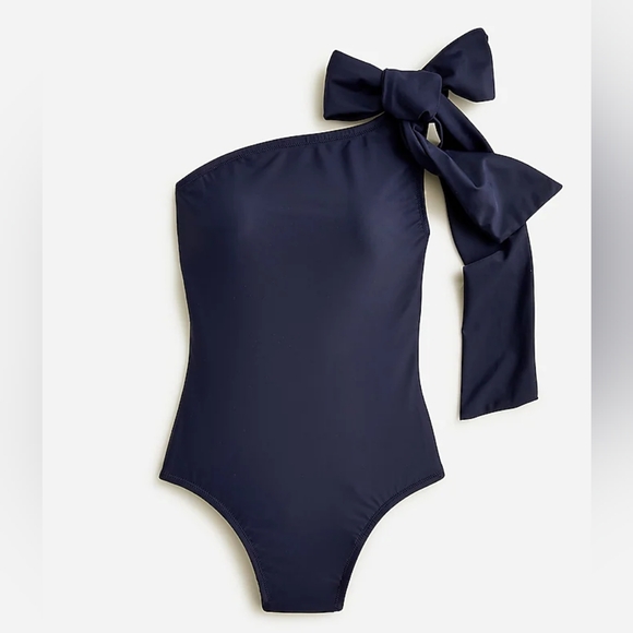 J. Crew Other - J.Crew plus one shoulder bow tie one piece swimsuit, 24, blue